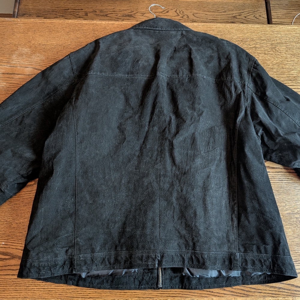 basic editions black suede bomber jacket size 2X - image 11